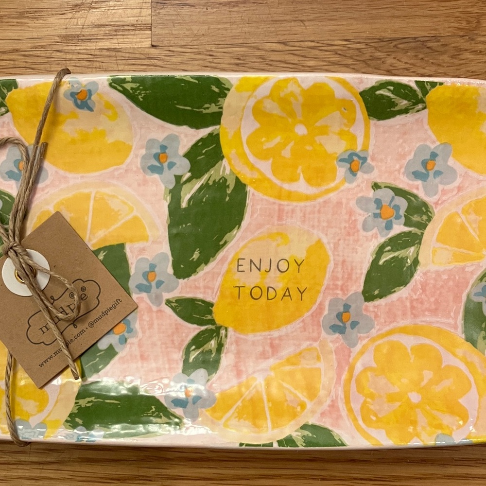 Mud Pie Lemon Floral Platter 9 1/2 x 4 1/4 NWT - Picture 4 of 8